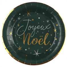 10 Assiettes en carton Joyeux Noël Etoilé - Couleur au Choix