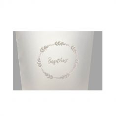 12 stickers Baptême couronne végétale de couleur blanc