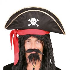 Chapeau de Pirate Adulte avec Bandeau Rouge
