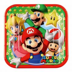 8 Petites assiettes carrées Super Mario