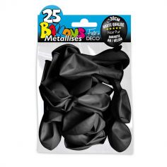 25 Ballons de baudruche métallisés - Noir