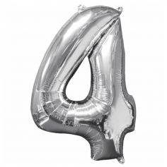Ballon à Hélium - Chiffre "4" 66 cm - Argent