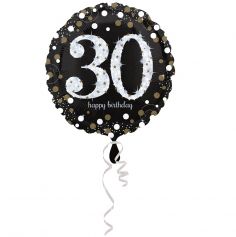 Ballon Hélium - "Happy Birthday 30" Argent