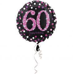 Ballon Hélium - "Happy Birthday 60" Rose / Noir