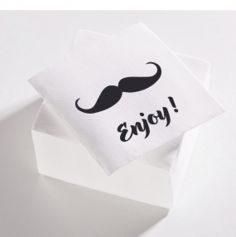 Sachet de 50 serviettes cocktail blanches "Moustache"