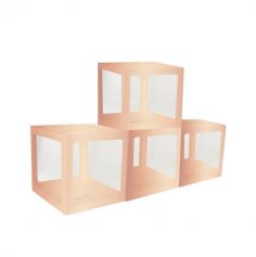 4 cubes en carton avec film plastique rigide couleur or rose | jourdefete.com