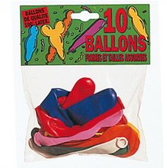 Sachet de 10 ballons de formes, tailles et couleurs assorties