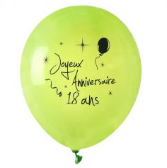 8 Ballons de Baudruche Age Verts - 18 ans