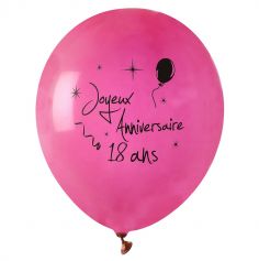 8 Ballons de Baudruche Age Fuchsias - 18 ans
