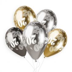 5 Ballons Shiny Anniversaire - 33 cm - Age au Choix