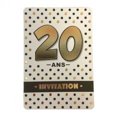 5 cartes d'invitation pour anniversaire - Noir, Blanc et Or - Age au Choix