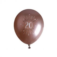 6 Ballons Métalliques - Joyeux Anniversaire Etincelant - Rose Gold - Age au Choix