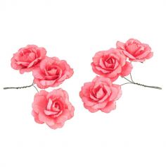 6 roses en papier - Diamètre 4,5 cm - Collection Goûter Vitaminé - Couleur au choix