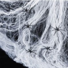 Halloween - Toile d'Araignée Blanche Halloween et ses 6 araignées