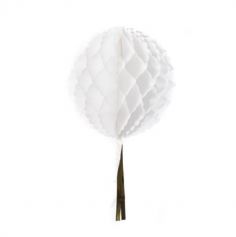 Boule alvéolée à Tassel 30 cm - Blanc