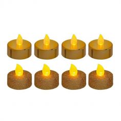 8 bougies LED chauffe-plats à paillettes ou métallisées couleur au choix | jourdefete.com