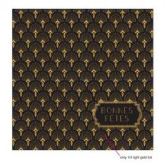 16 Serviettes - Bonnes Fêtes - Collection Paon - Noir floqué Or