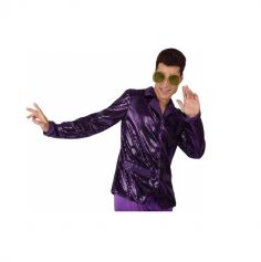 Veste Disco Brillante Homme Violette - Taille au Choix