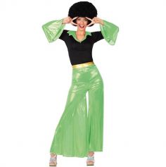 Déguisement de Femme Disco Vert et Noir - Taille au Choix