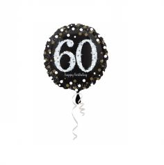 Ballon Hélium - "Happy Birthday 60" Argent