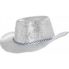chapeau plastique cow boy argent | jourdefete.com