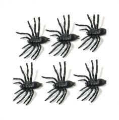 6 araignees noires en plastique | jourdefete.com