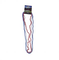 3 colliers de perles plastique bleu blanc rouge france | jourdefete.com