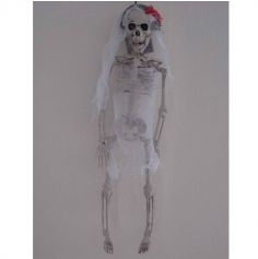 Squelette de mariée et son noeud rouge