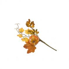 décoration d'automne bouquet sur tige citrouille et feuilles d'automne
