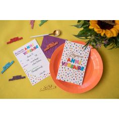 6 Invitations - Anniversaire Ballons Multicolores