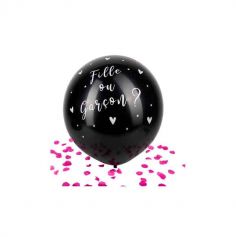 Ballon Géant Noir Confettis - Fille ou Garçon ? - 60 cm - Couleur au Choix