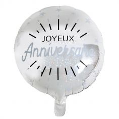 Ballon Hélium Métallisé Joyeux Anniversaire Étincelant - Couleur au Choix