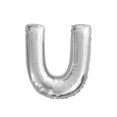Ballon métallique argenté - Lettre "U"