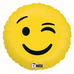 ballon aluminium rond emoji clin d'œil de 46 cm | jourdefete.com