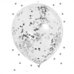 6 Ballons confettis or et argent - 30 cm