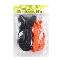 Lot de 8 ballons "sorcière et citrouille Halloween" orange et noir