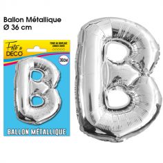 Ballon métallique argenté - Lettre "B"