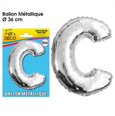 Ballon métallique argenté - Lettre "C"