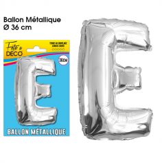 Ballon métallique argenté - Lettre "E"