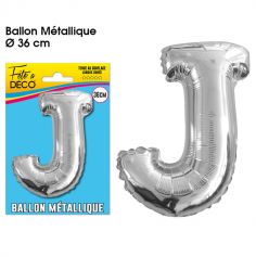 Ballon métallique argenté - Lettre "J"