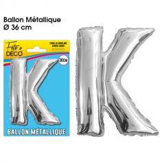 Ballon métallique argenté - Lettre "K"