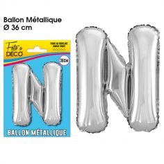 Ballon métallique argenté - Lettre "N"