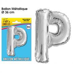Ballon métallique argenté - Lettre "P"