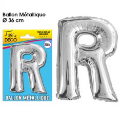 Ballon métallique argenté - Lettre "R"