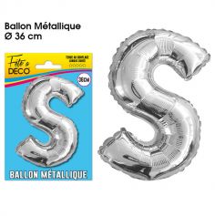 Ballon métallique argenté - Lettre "S"