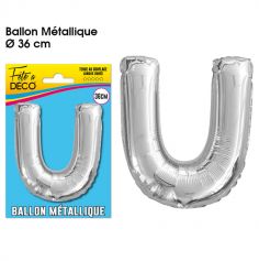 Ballon métallique argenté - Lettre "U"