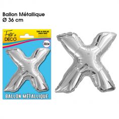 Ballon métallique argenté - Lettre "X"