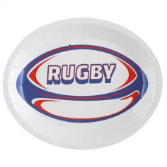 Lot de 10 assiettes ovales - Rugby | jourdefete.com