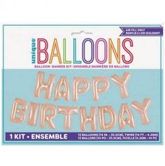 Guirlande Ballons Lettres Happy Birthday Rose Gold
