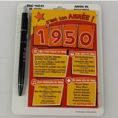 Bloc-notes et Stylo Année de naissance 1950